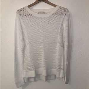 MICHAEL Michael Kors White Crew Neck Sweater with Mesh Detail